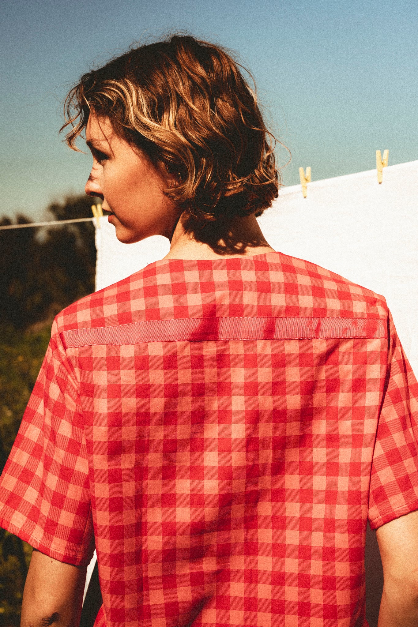 Chemise vichy rouge et rose