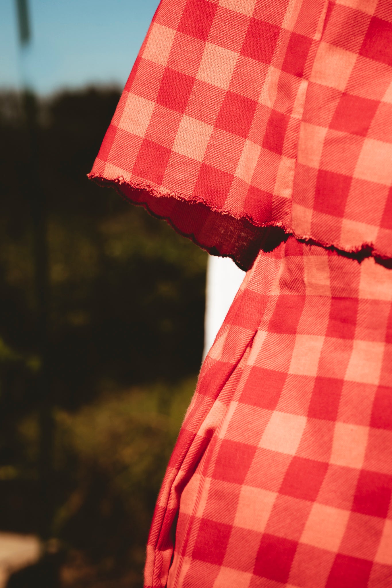 Chemise vichy rouge et rose