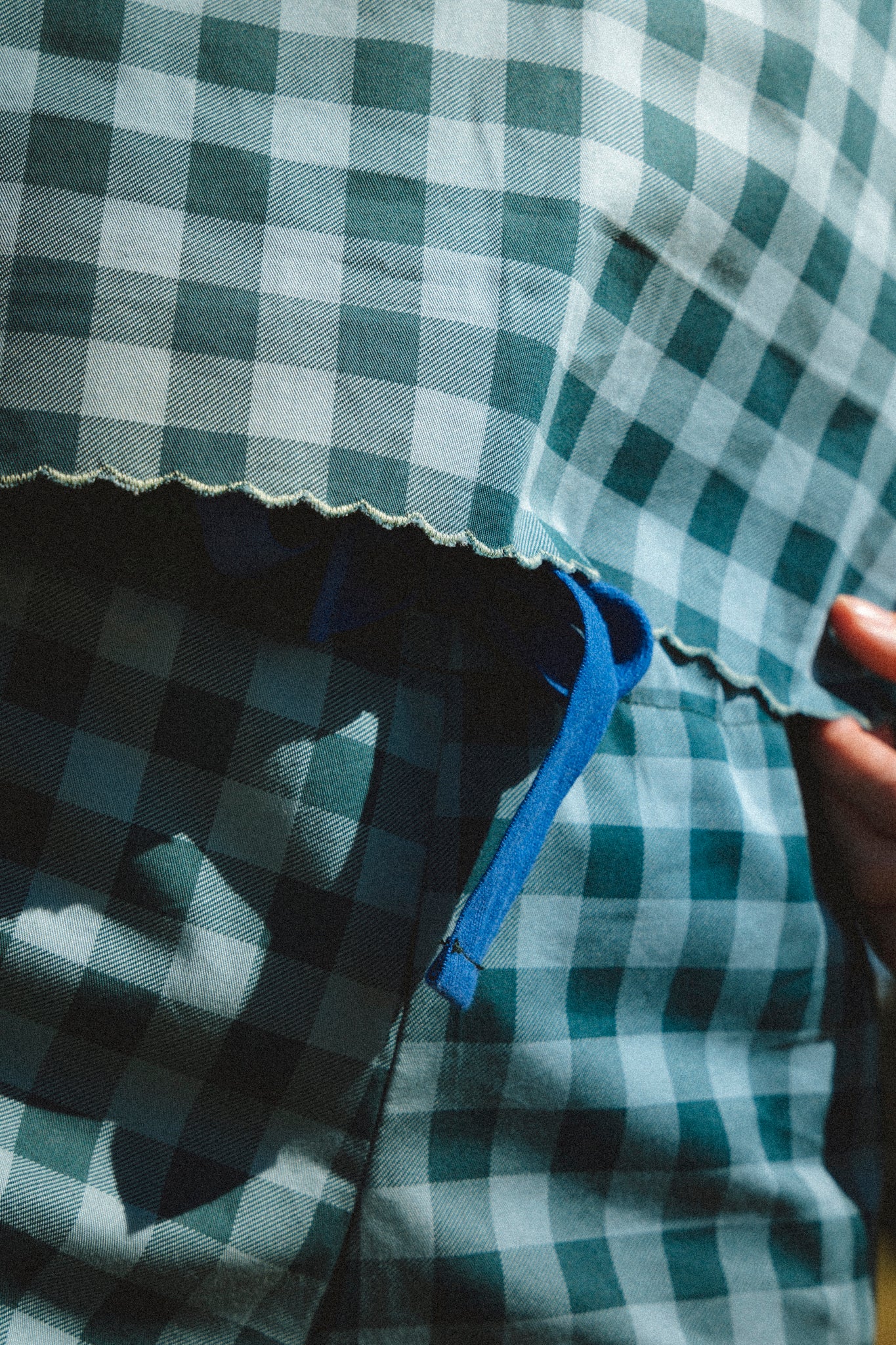 Short coton vichy vert/bleu