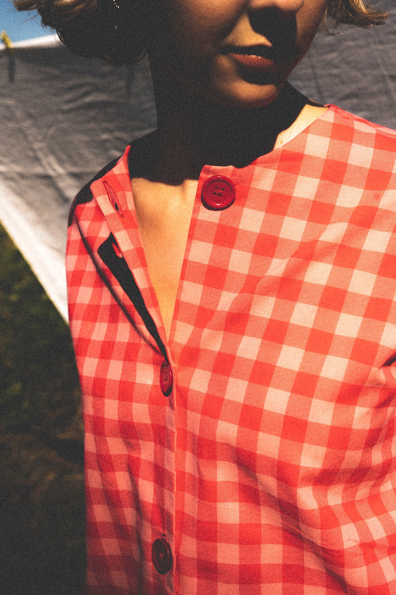 Chemise vichy rouge et rose