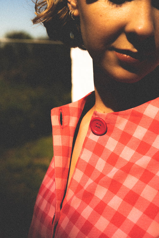 Chemise vichy rouge et rose