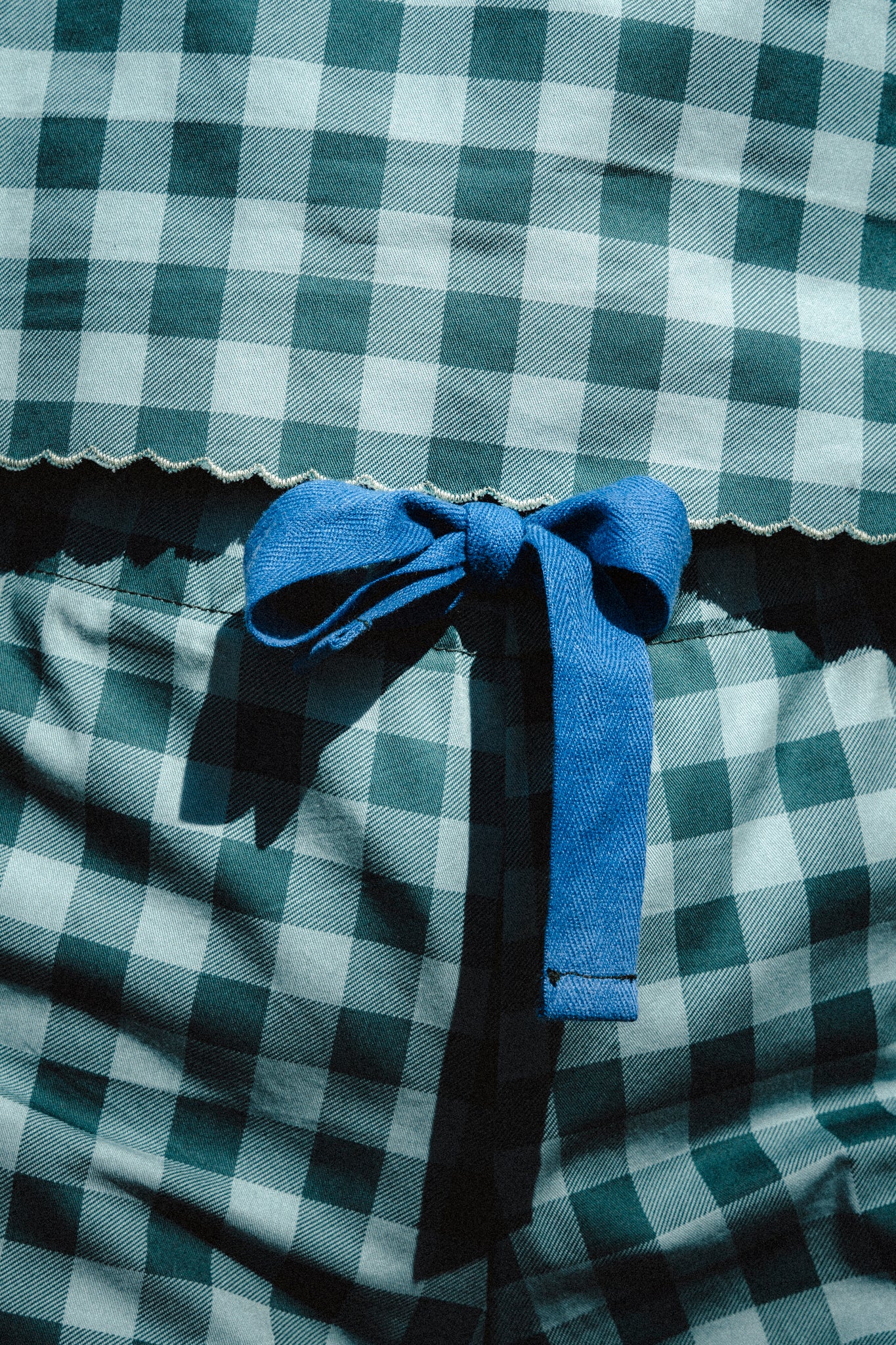 Short coton vichy vert/bleu