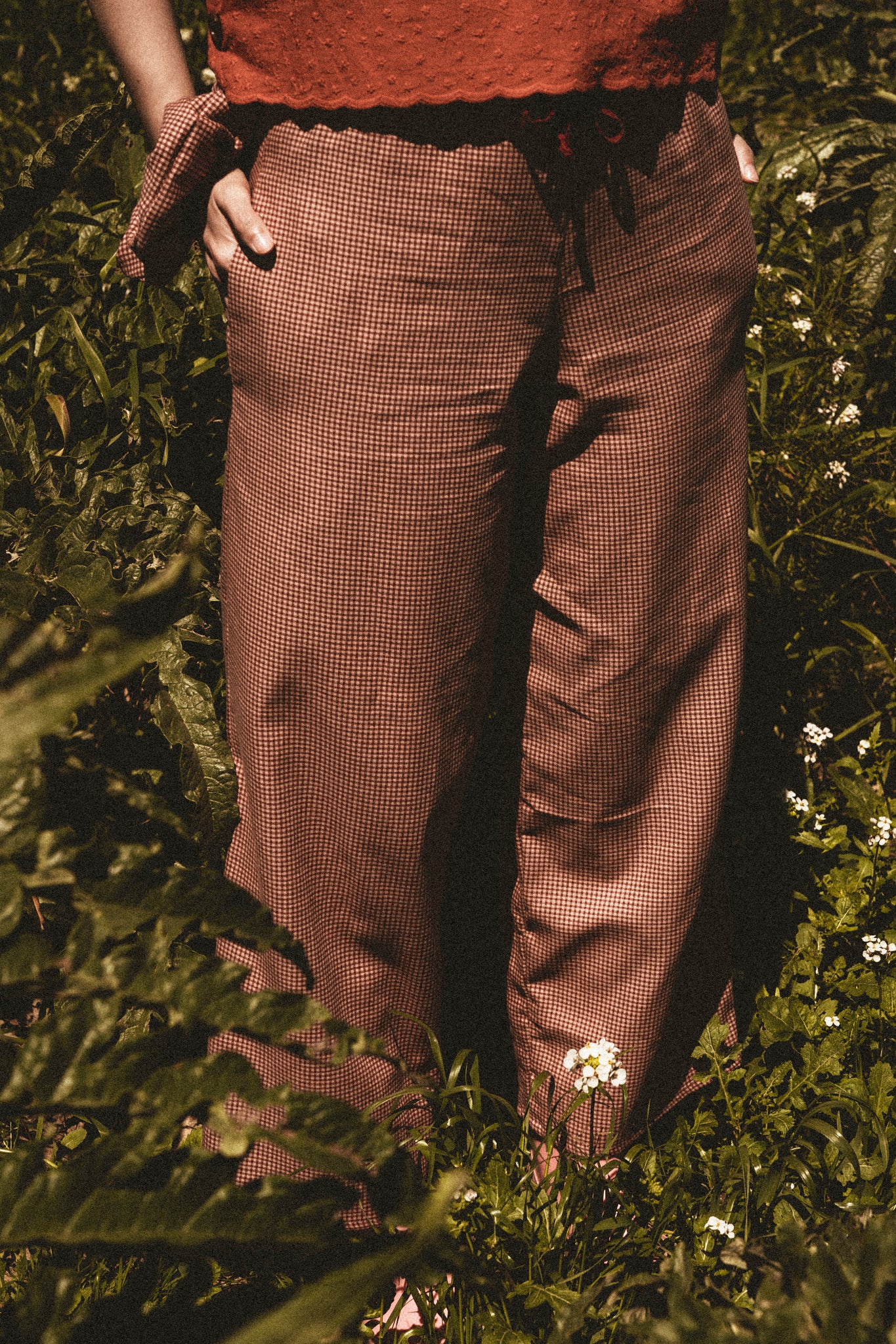 Pantalon vichy bordeaux